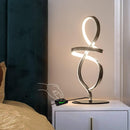 Modern Small LED Spiral Table Lamp, 12-W Black Touch Dimmable Bedside Night Lamp