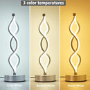 Silver Infinity Spiral LED Table Lamp, Dimmable Bedside Lamp for Bedroom & Decor