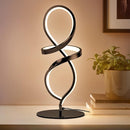 Modern Small LED Spiral Table Lamp, 12-W Black Touch Dimmable Bedside Night Lamp