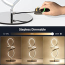 Modern Small LED Spiral Table Lamp, 12-W Black Touch Dimmable Bedside Night Lamp