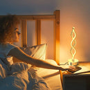 Silver Infinity Spiral LED Table Lamp, Dimmable Bedside Lamp for Bedroom & Decor