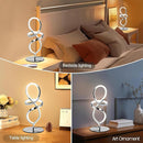 Modern Small LED Spiral Table Lamp, 12-W Black Touch Dimmable Bedside Night Lamp